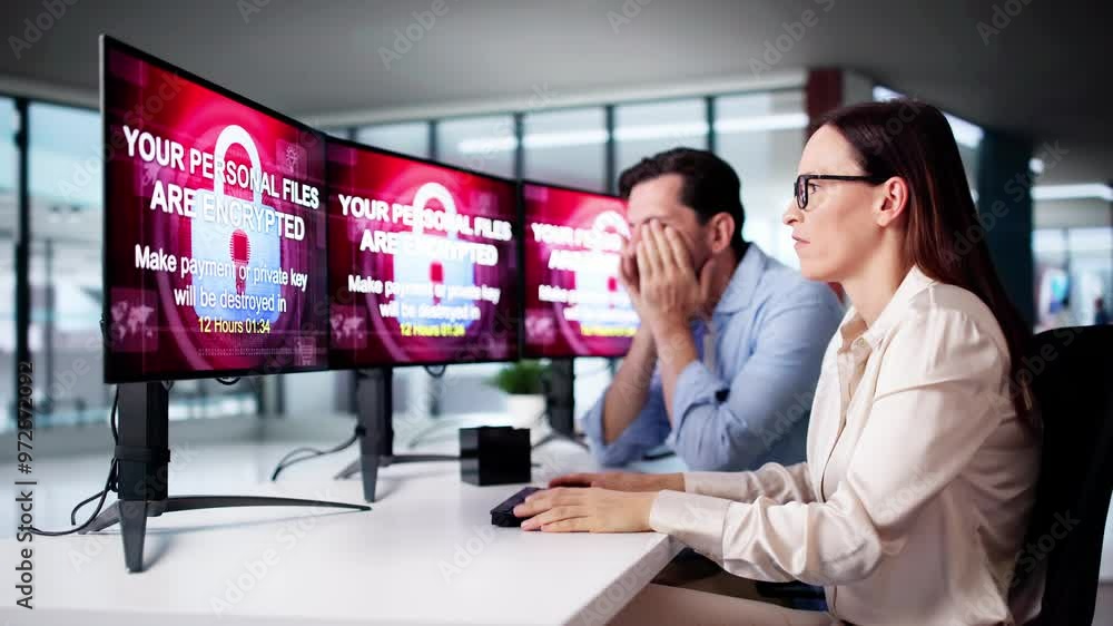 Aufkleber ransomware cyber attack using malware