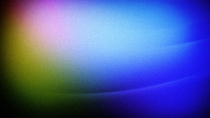 A bold abstract gradient with a striking mix of blue, green, pink, and yellow hues. The grainy texture enhances the vibrant transitions, perfect for modern backgrounds