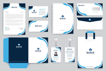 Blue and black color stationery design