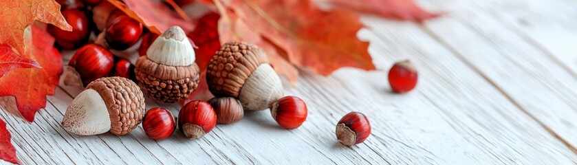 DIY Craft Idea, Design a fall-themed craft project that uses real acorns and autumn leaves to create natural decorations, such as wreaths or table centerpieces