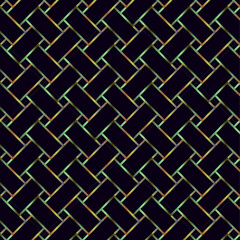 An Abstract Seamless Lattice Greenish colorful Pattern vector on a black background. Geometric ethnic oriental traditional art. Design for wallpaper, flooring, clothing, fabric, web and textile print.