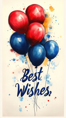 The greeting card uses bold, modern typography for "Best Wishes," creating a clean, minimalist look.