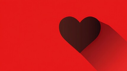 Simple black heart shape on red background.