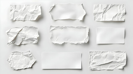 Nine Blank White Pieces of Paper Provide Clean Background