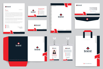Red color stationery design