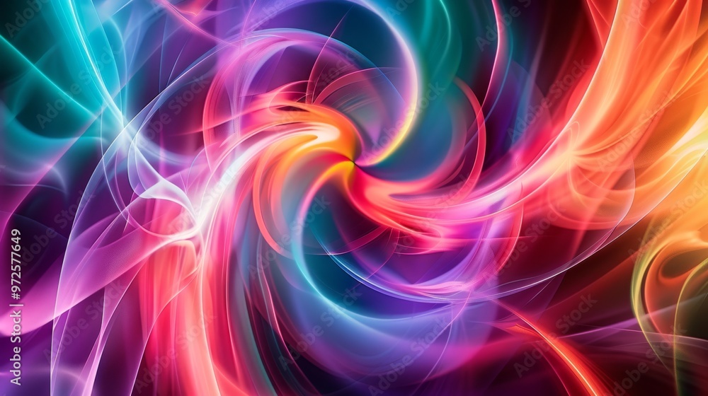 Poster abstract colorful light patterns create a mesmerizing visual effect with vibrant swirls and gradient