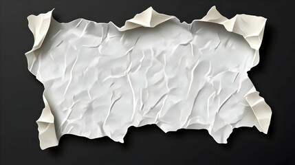 Blank Wrinkled Paper with Torn Edges on Black Background