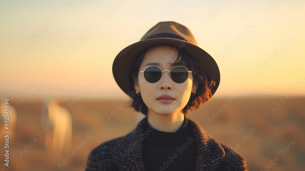 Poster Young Chinese Model The Gobi Desert