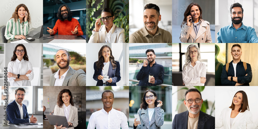 Poster a diverse group of professionals is shown actively engaging in a variety of activities within a mode
