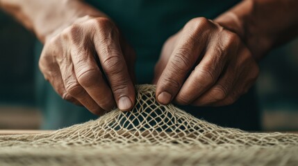 Masterful Weaving: Capturing the Art of Fishing Net Crafting with Precision and Detail