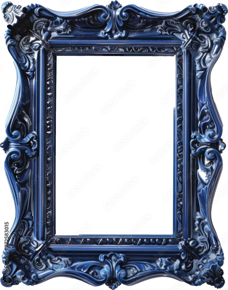 Wall mural  isolated blueimage frame empty antique ornaments with transparent background 2