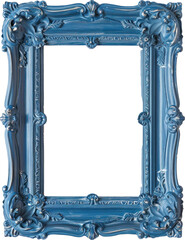  isolated blue image frame empty antique ornaments with transparent background 1