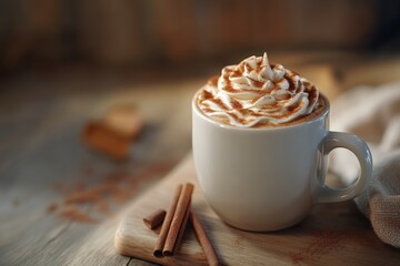 a perfectly toasted pumpkin spice latte with whipped cream and a sprinkle of cinnamon