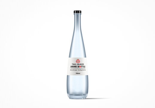Slim Frosted Glass Drink Bottle Mockup