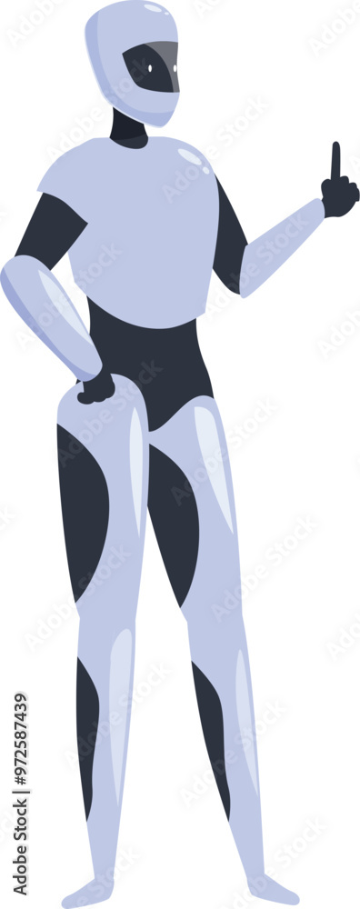 Aufkleber modern robot showing middle finger gesture, artificial intelligence expressing negative emotions
