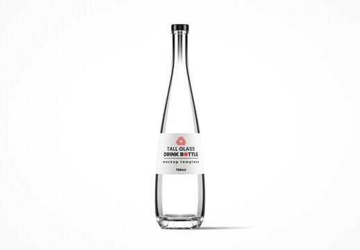 Slim Flint Glass Drink Bottle Mockup