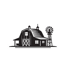 Barn black vector design. Barn silhouette. Barn logo, icon black and white.