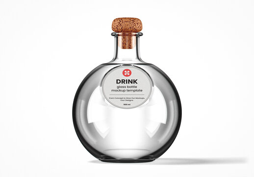 Spherical Flint Glass Drink Bottle Mockup