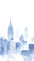 Obraz premium Corporate skyscrapers, global city skyline, business headquarters, Watercolor style