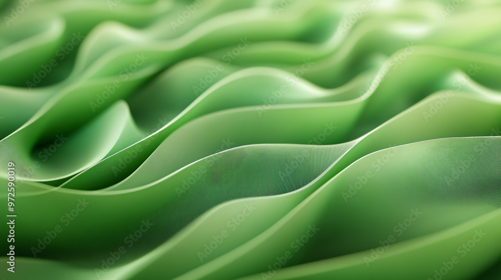 Poster flowing green abstract background with elegant shapes, modern design adds depth and dimension, light