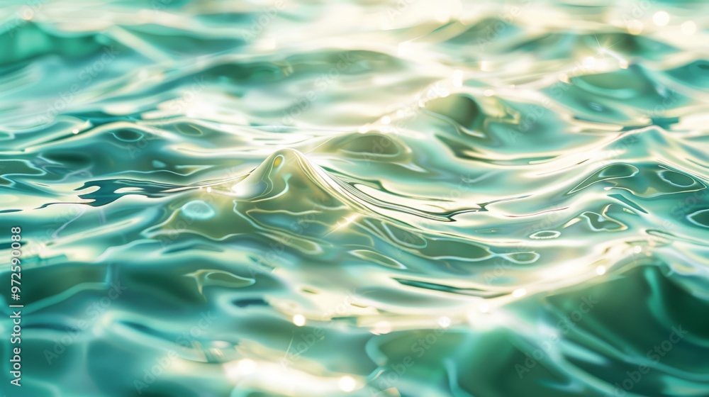 Poster abstract view of mint waves bathed in summer sunlight close-up photo with clean background