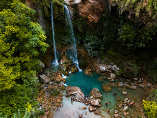 Aerial view of the Gorgos de Anna in Anna, Valencia, Spain