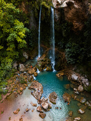 Aerial view of the Gorgos de Anna in Anna, Valencia, Spain