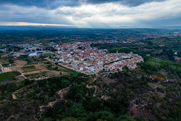 Aerial view of the Gorgos de Anna in Anna, Valencia, Spain