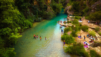 Aerial view of the Gorgos de Anna in Anna, Valencia, Spain © Dronie_Spain