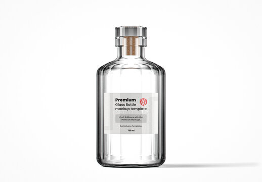 Faceted Clear Glass Drink Bottle Mockup