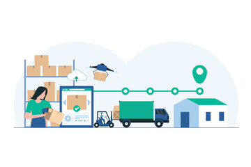 Warehouse Team Coordinating Logistics and Inventory Management. Illustration of Efficient Teamwork in Streamlining Supply Chain Operations. Illustration