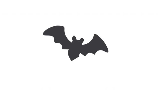 Black silhouette of bat icon animation. Suitable for Halloween decorations, themed party invitations, or spooky graphic designs.