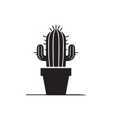 Cactus vector illustration. Desert cactus logo, icon design isolated on white background.