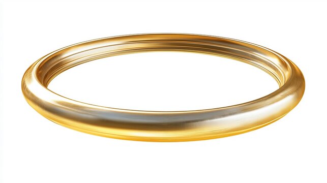 one single golden angels halo ring isolated on white background
