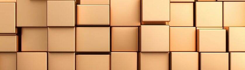 Fototapeta premium Seamless 3D pattern of blocks gold color, varied heights, and metallic textures, subtle gradients and reflective surfaces, modern luxury geometric blocks, luxury