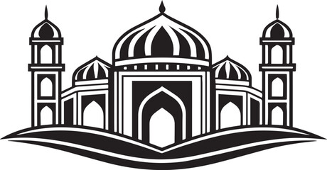 Islamic mosque logo silhouette vector.