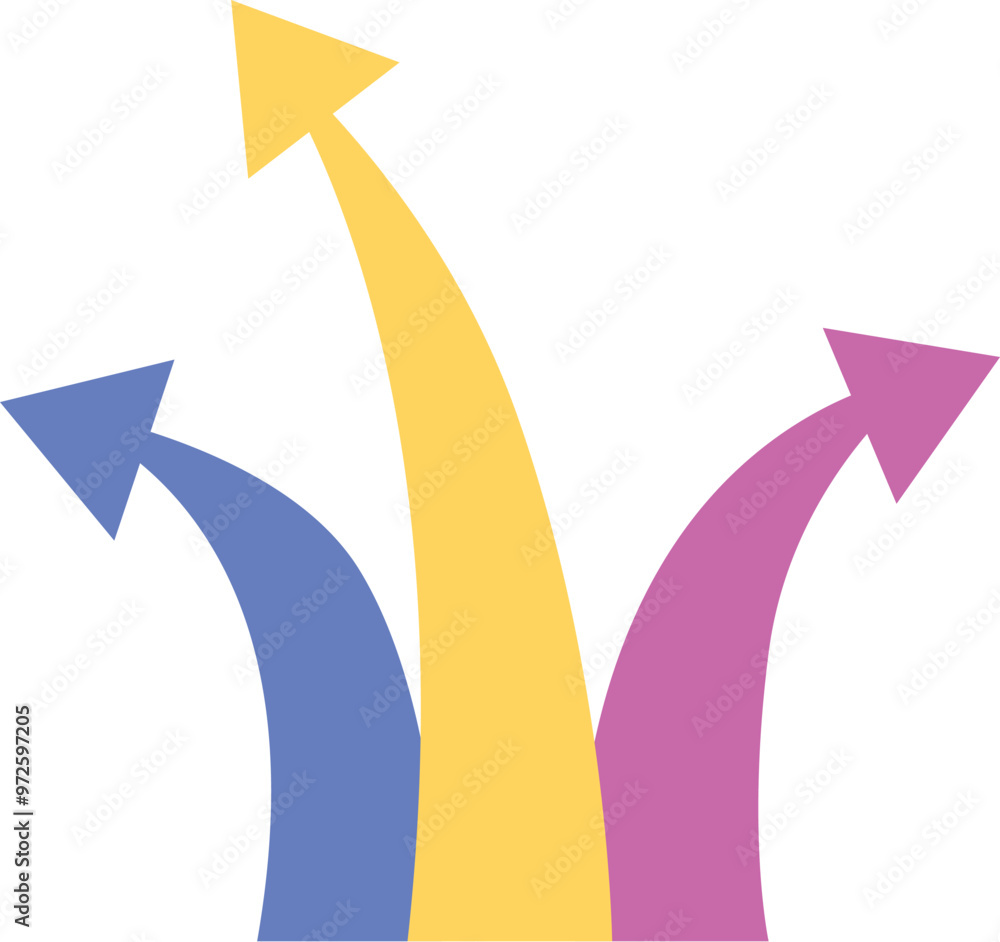 Aufkleber three colorful arrows are pointing up representing different directions and possibilities
