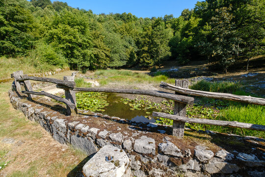 Kal Sinji vrh water pond in Bela krajina, Slovenia