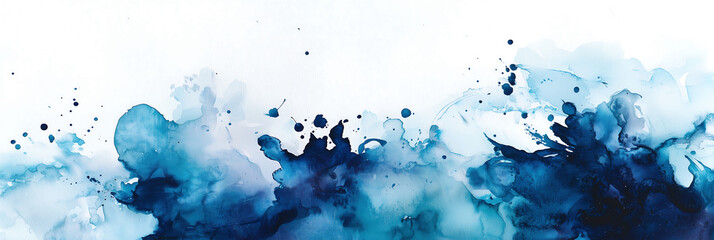 Abstract Blue Watercolor Splash on White Background