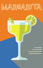 Bold Margarita Cocktail Recipe Art - Retro Style
