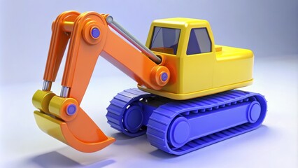 Fototapeta premium Tracked Excavator Model Featuring Main Body with Windows and Articulated Arm