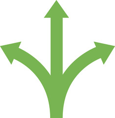 Three green arrows are merging, illustrating different possibilities and choices