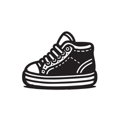 Baby shoes silhouette. kid shoes vector silhouette. Baby shoes illustration black on white background.
