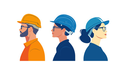 Male and Female Technician and builders and engineers and mechanics and Construction Worker People teamwork Vector illustration