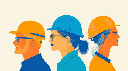 Male and Female Technician and builders and engineers and mechanics and Construction Worker People teamwork Vector illustration