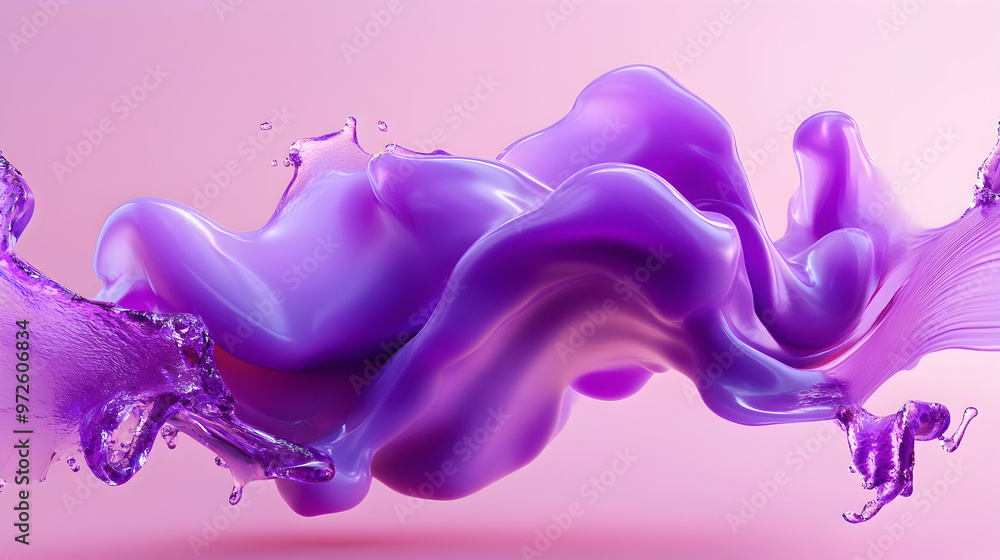 Poster creative 3d font design with liquid-filled letters that move.