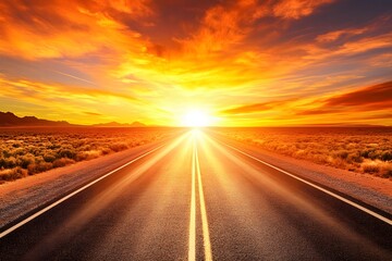 Endless road stretching through a barren desert