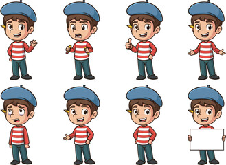 Male artist cartoon character. Vector cartoon illustrations bundle with each image on a separate layer.