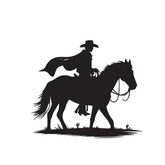 Cowboy vector design. Cowboy logo, icon. Cowboy with horse illustration black and white.