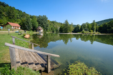 Bathing place Damelj on Kolpa river in Bela krajina, Slovenia